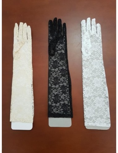 GUANTES DE ENCAJE BLANCO LARGO PARA MUJER. REF 810