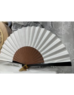 ABANICO LISO CABALLERO MARFIL ALTA CALIDAD 19 CM 2