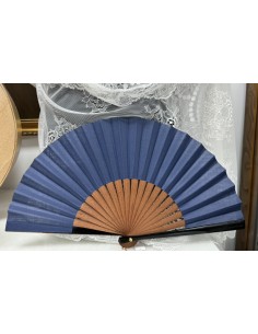 ABANICO LISO AZUL CABALLERO ALTA CALIDAD 19 CM