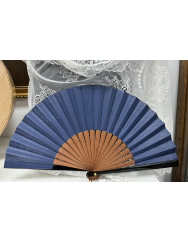 ABANICO LISO AZUL CABALLERO ALTA CALIDAD 19 CM