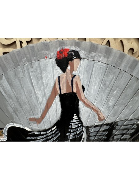 ABANICO BLANCO PINTADO MODELO FLAMENCA REF .55191