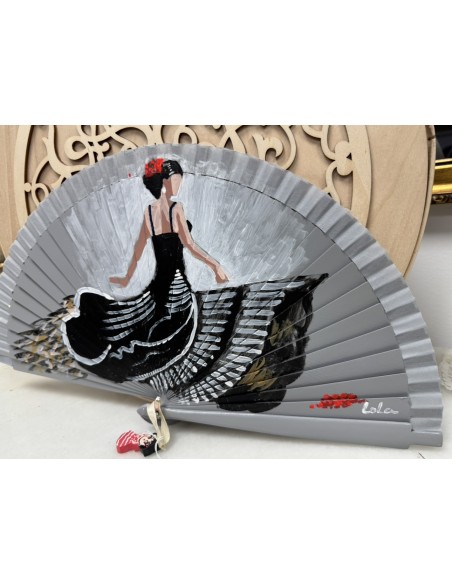 ABANICO BLANCO PINTADO MODELO FLAMENCA REF .55191