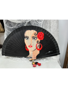 Abanico pintado NEGRO CON FLAMENCA REF. 5019 2