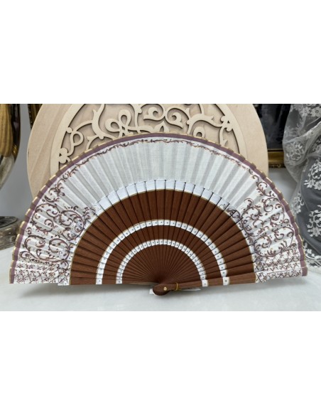 Abanico de madera alta calidad ,pintado a mano ,artesanal Ref 9418