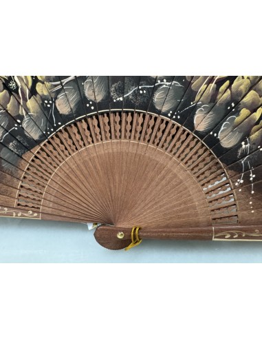 Abanico negro de madera de alta calidad pintado a mano artesanal Ref 9411
